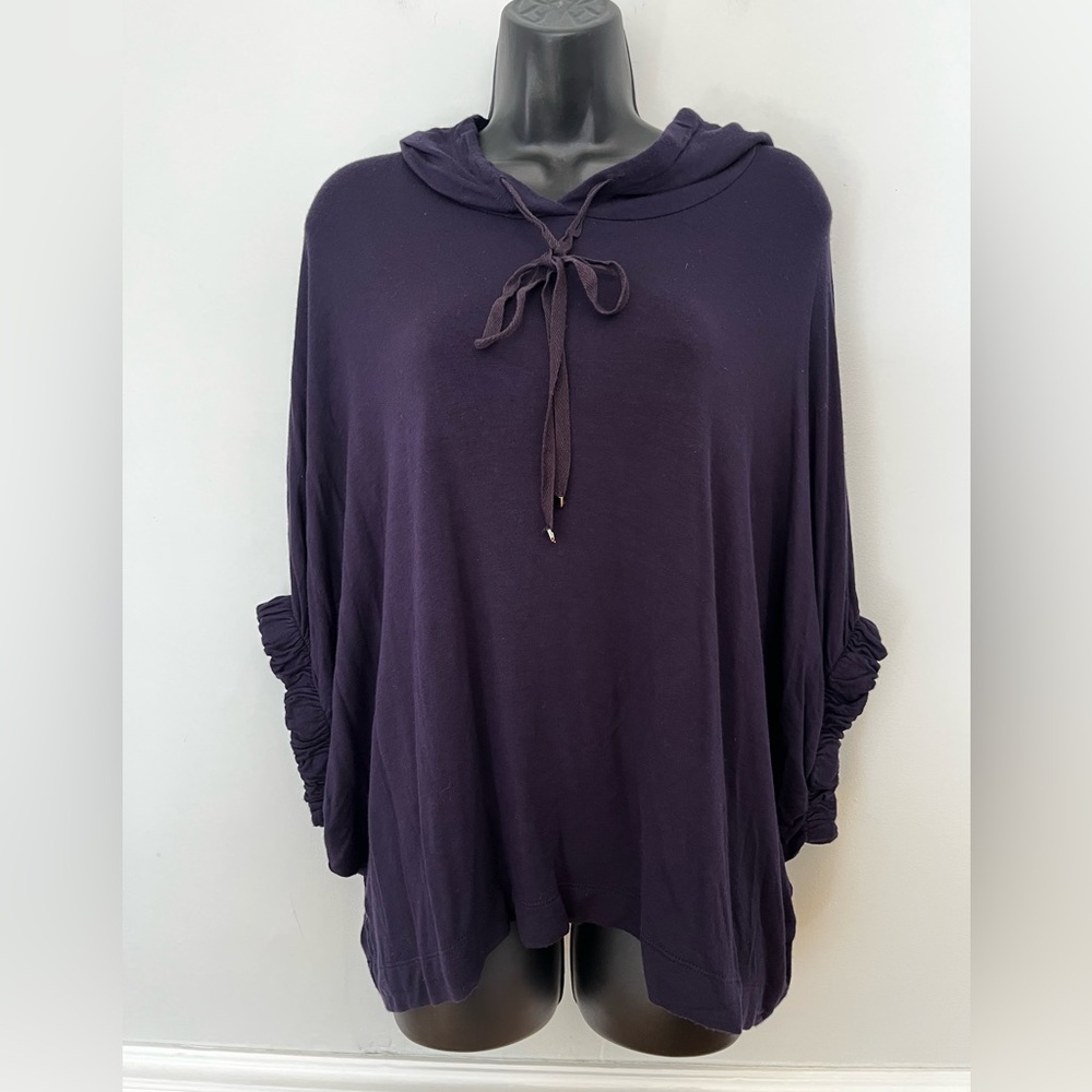 Babeau Navy Hooded Short Sleeve Top, Size Large